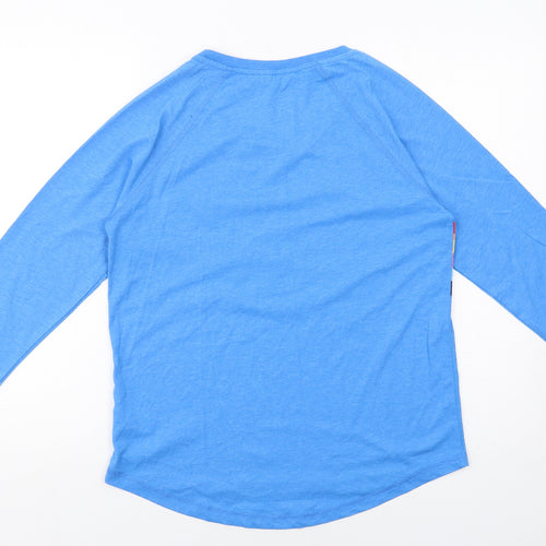 NEXT Womens Blue Cotton Basic T-Shirt Size 10 Round Neck - Rainbow Print