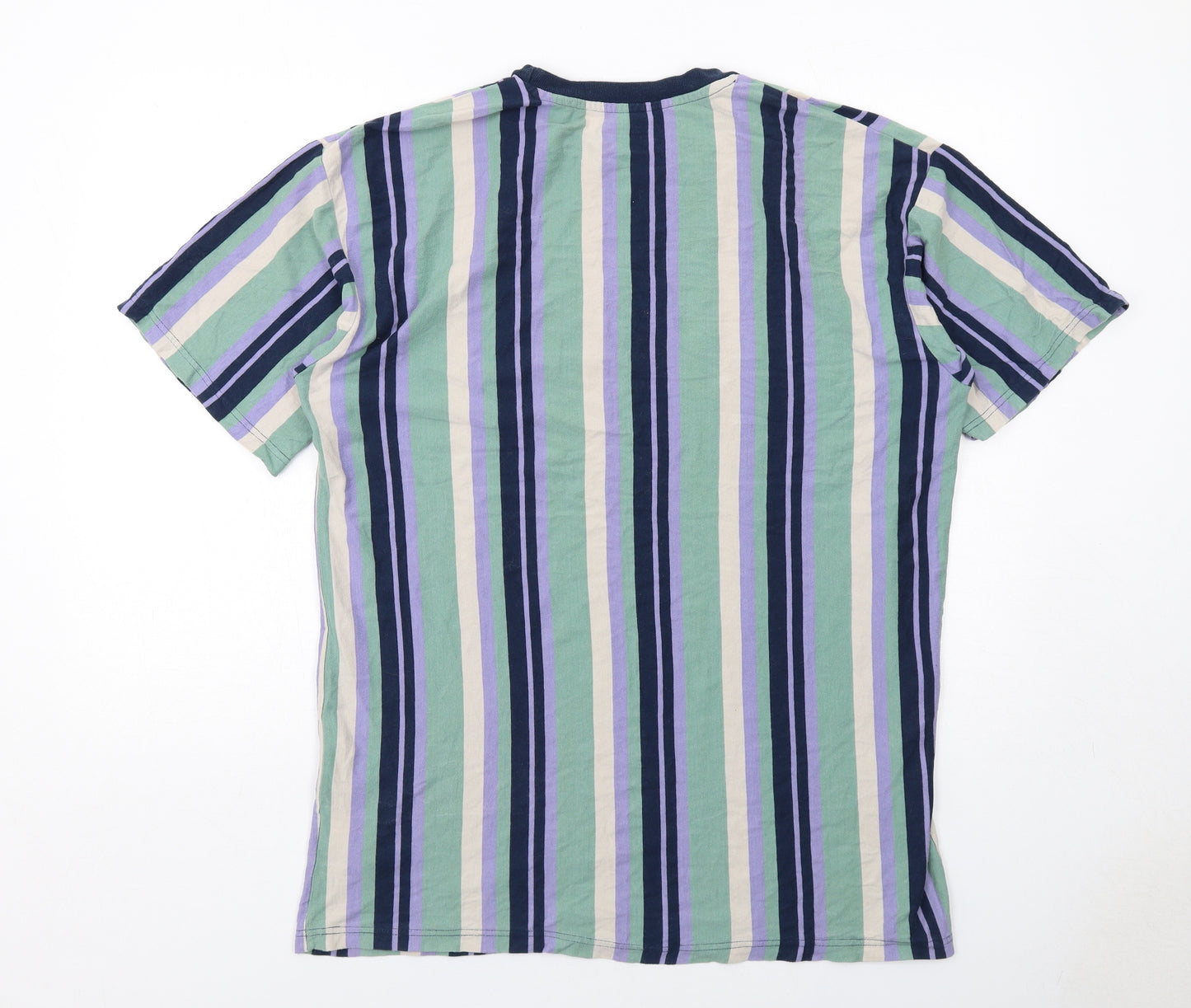 Urban Outfitters Mens Multicoloured Striped Cotton T-Shirt Size S Round Neck