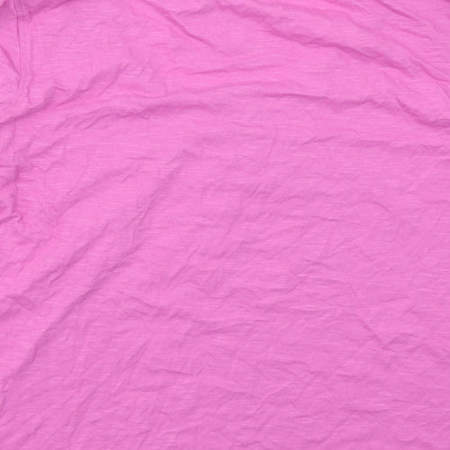 Weird Fish Womens Pink Cotton Basic T-Shirt Size 10 Scoop Neck - Front Pleat Detail