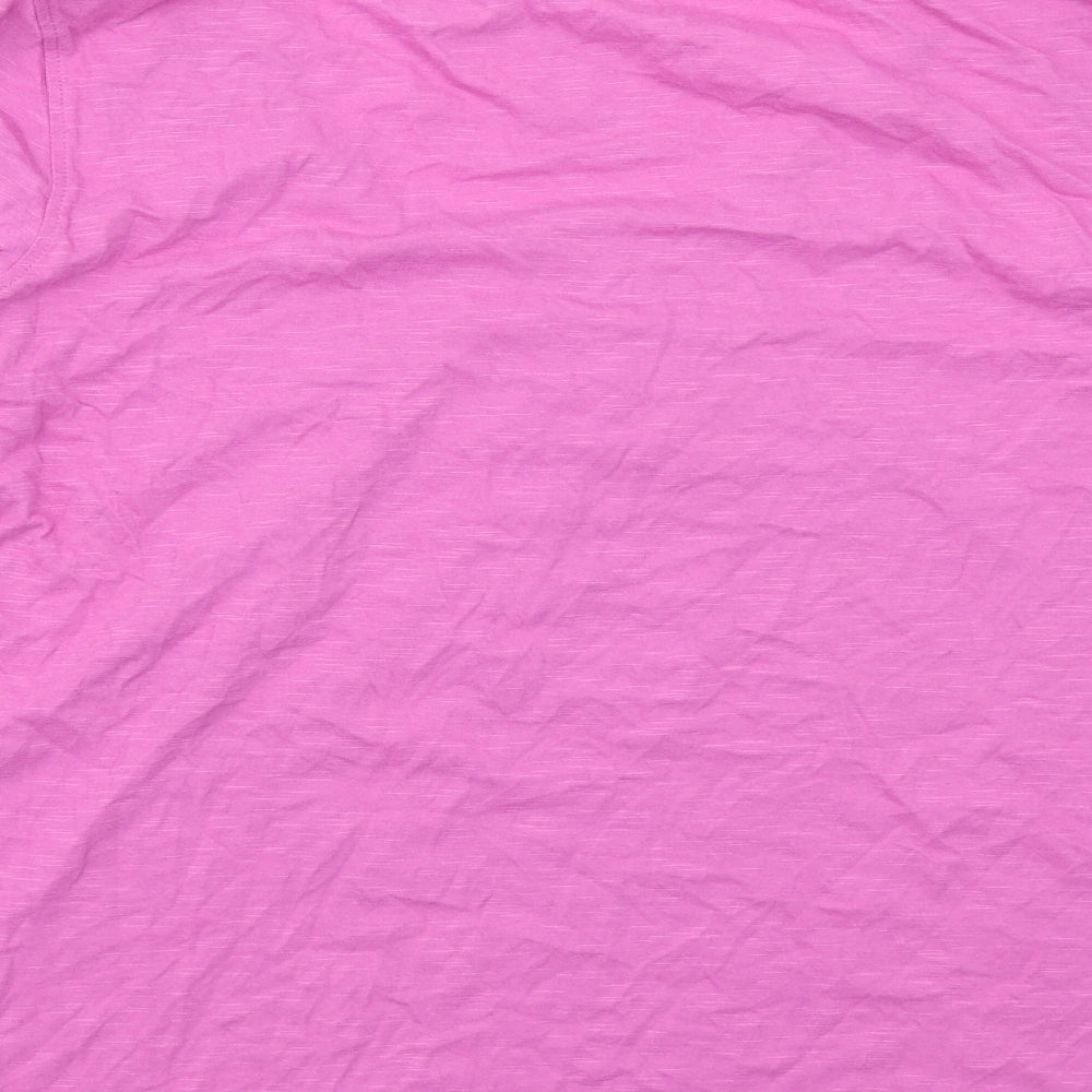Weird Fish Womens Pink Cotton Basic T-Shirt Size 10 Scoop Neck - Front Pleat Detail