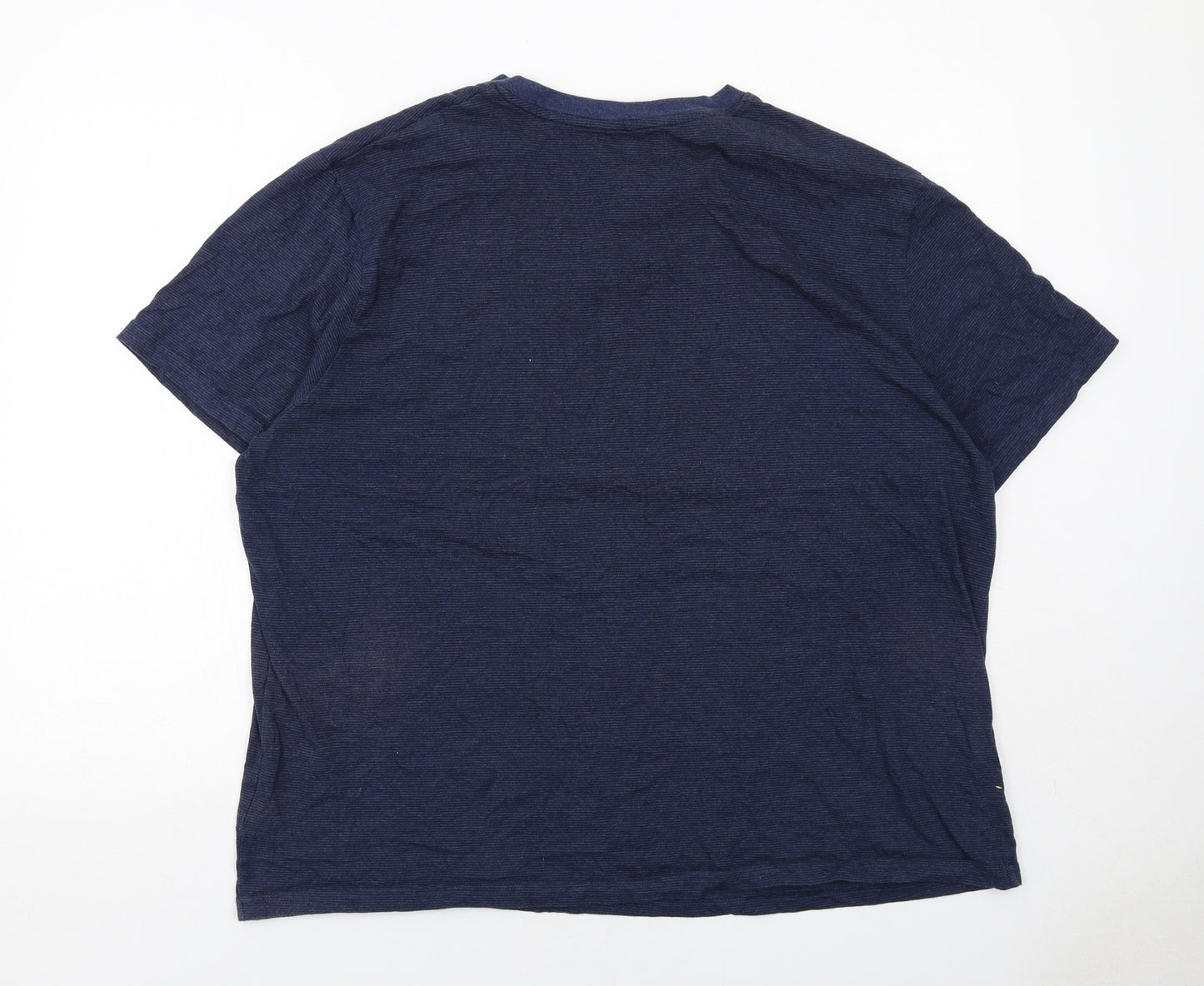 Maine Mens Blue Cotton T-Shirt Size 2XL V-Neck
