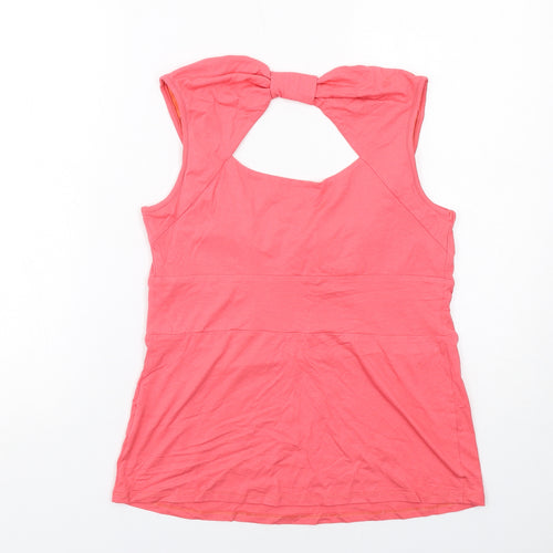 Pepperberry Womens Pink Viscose Basic Tank Size 14 Scoop Neck - Cut Out Back Detail