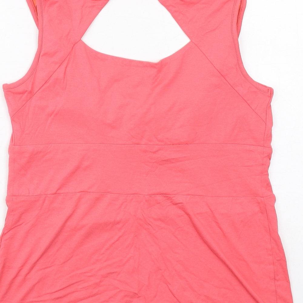 Pepperberry Womens Pink Viscose Basic Tank Size 14 Scoop Neck - Cut Out Back Detail