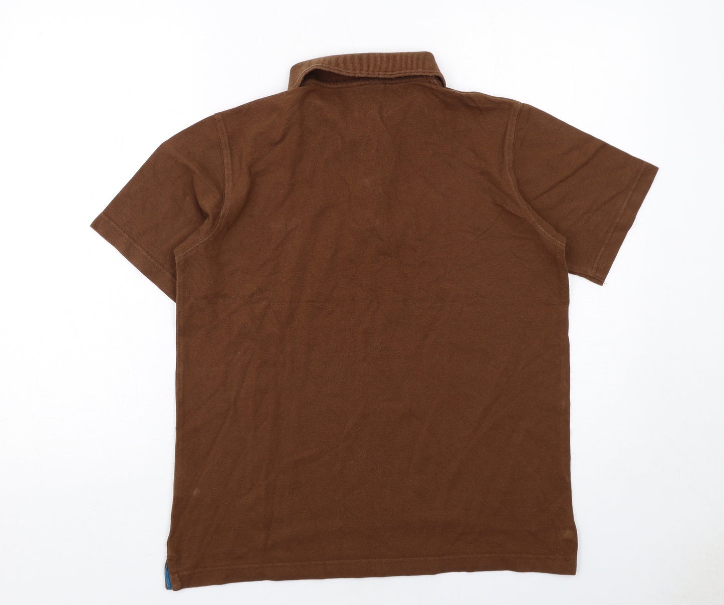 Cotton Traders Mens Brown Cotton Polo Size S Collared Button