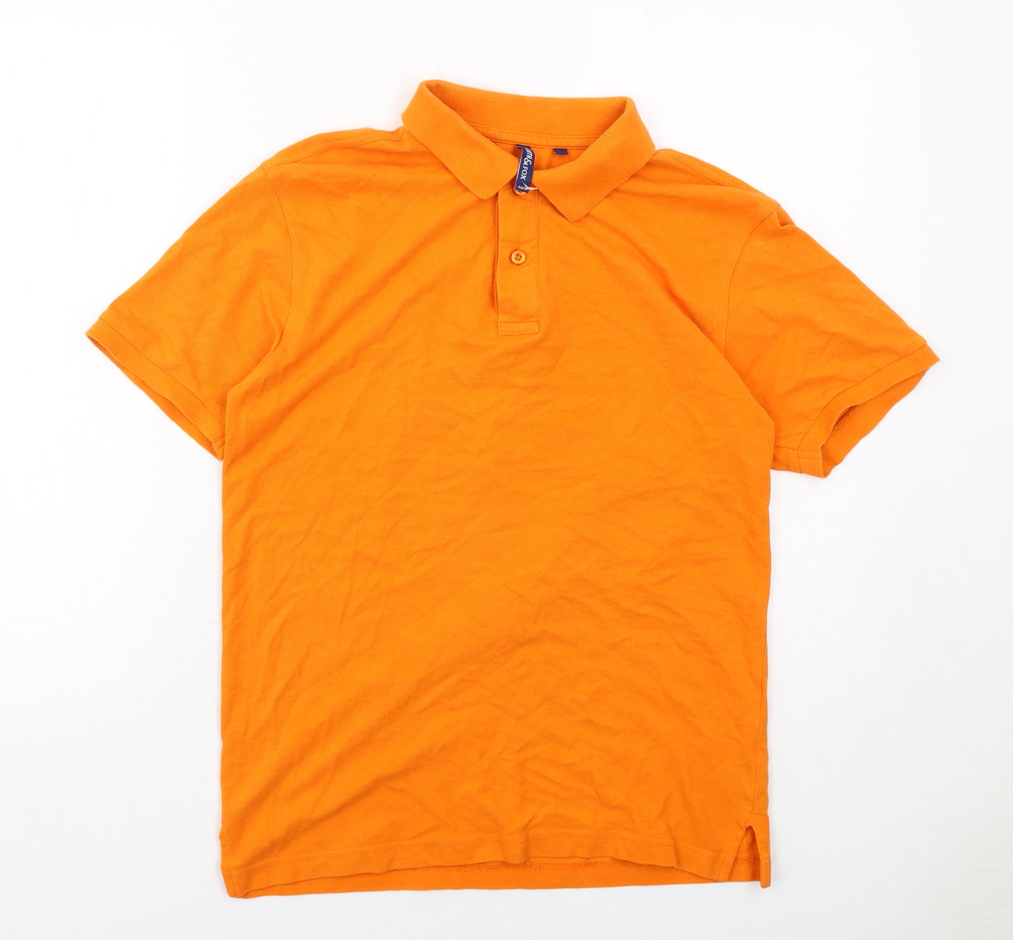 Asquith & Fox Mens Orange Cotton Polo Size S Collared Button