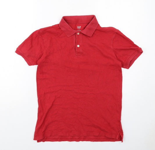 Gap Mens Red Cotton Polo Size XS Collared Button
