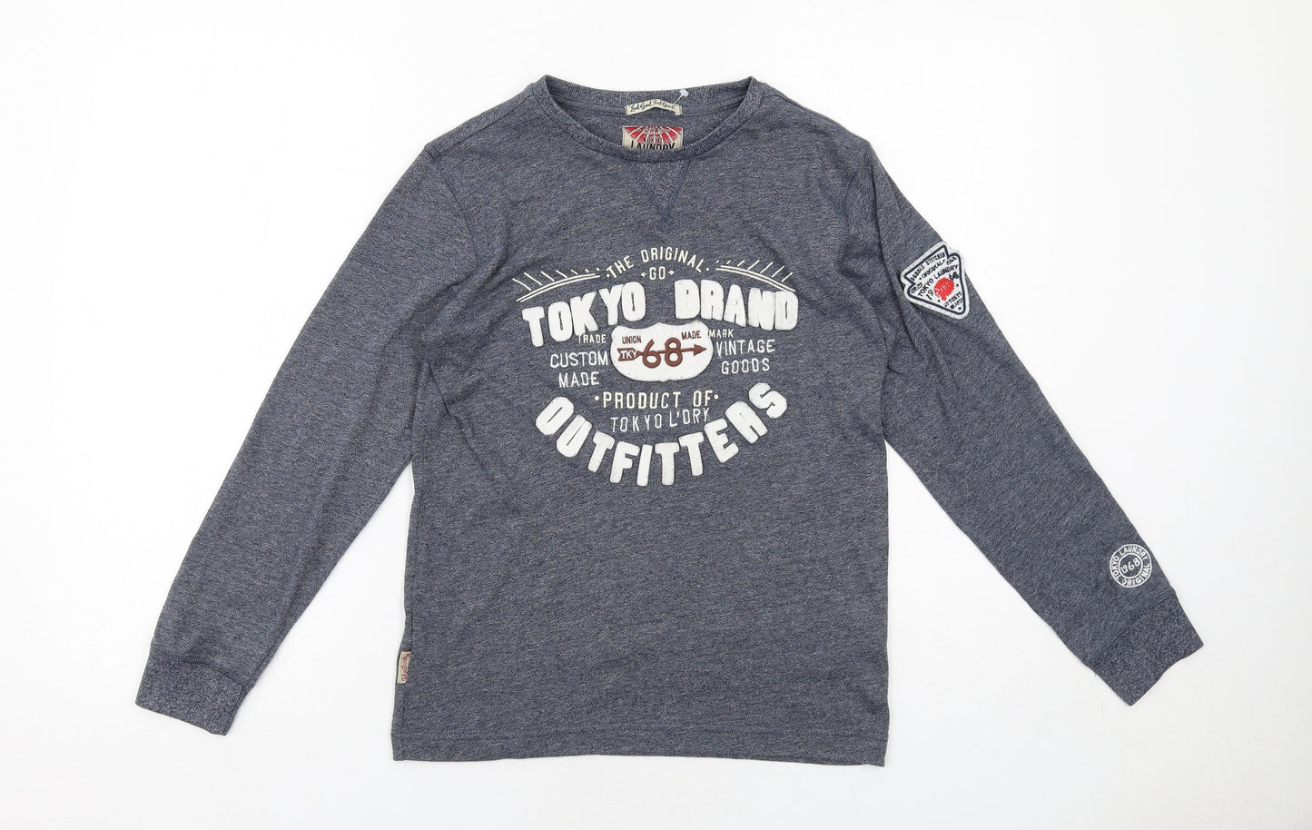 Tokyo Laundry Girls Blue Polyester Basic T-Shirt Size 11-12 Years Round Neck Pullover - Tokyo Brand