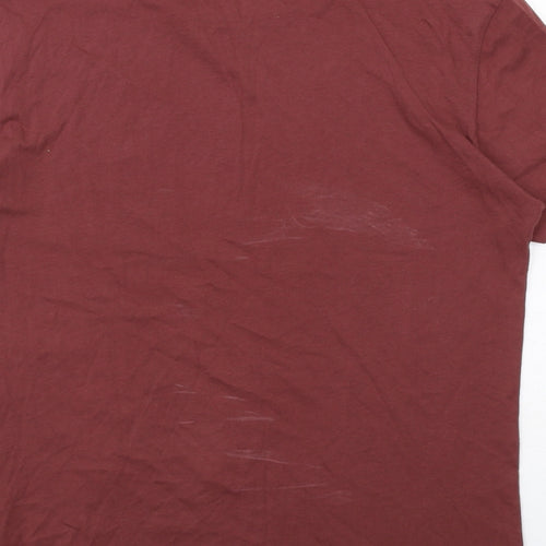 AllSaints Mens Red Cotton T-Shirt Size S Round Neck