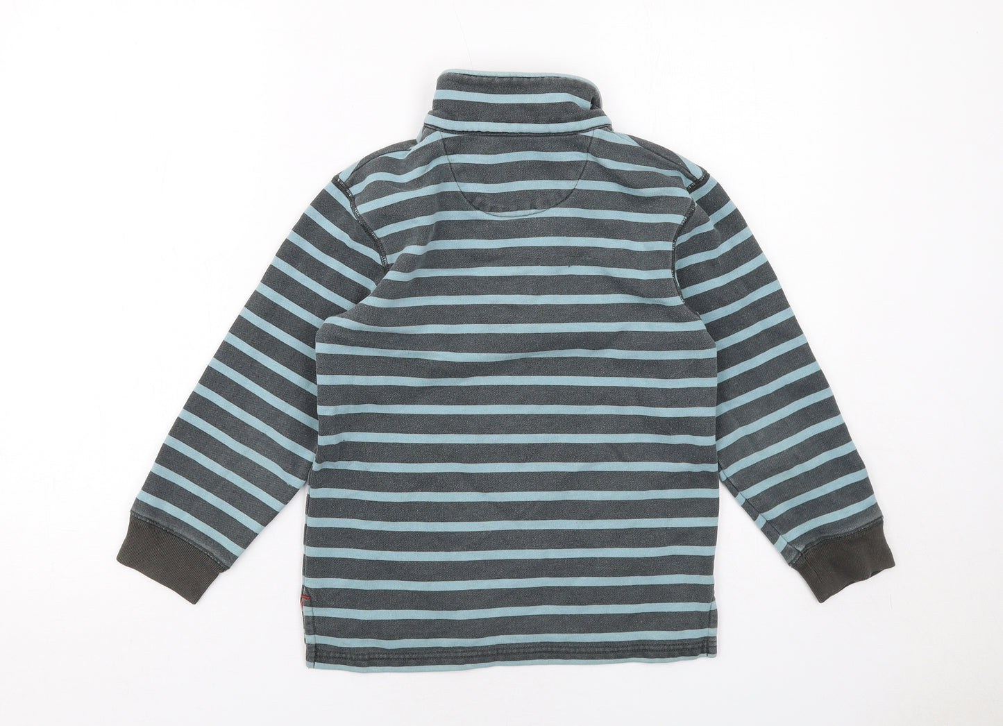 Boden Boys Blue Striped Cotton Pullover Sweatshirt Size 7-8 Years Zip