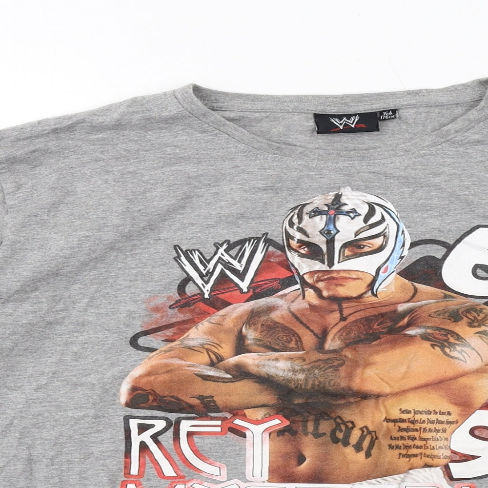 WWE Boys Grey Cotton Basic T-Shirt Size 16 Years Round Neck Pullover - WWE