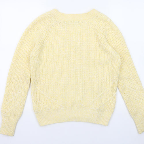 NEXT Womens Yellow V-Neck Cotton Pullover Jumper Size XS