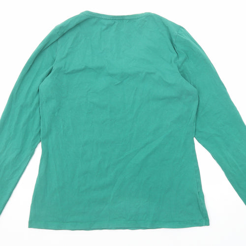 Long Tall Sally Womens Green Cotton Basic T-Shirt Size M Round Neck