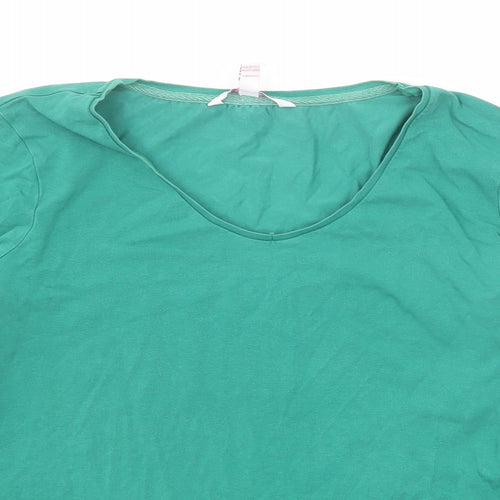 Long Tall Sally Womens Green Cotton Basic T-Shirt Size M Round Neck