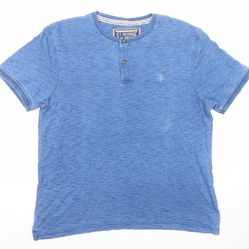Duffer of St. George Mens Blue Polyester T-Shirt Size L Round Neck