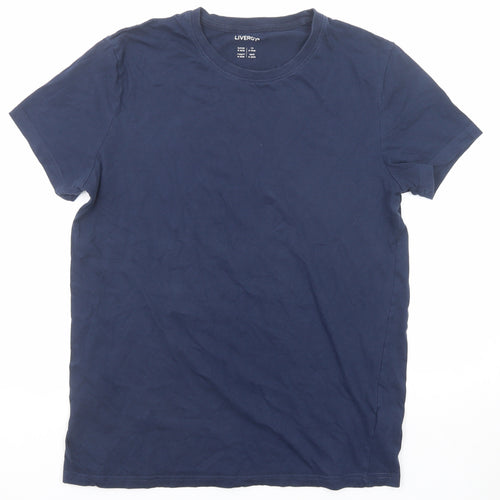 Livergy Mens Blue Cotton T-Shirt Size M Round Neck