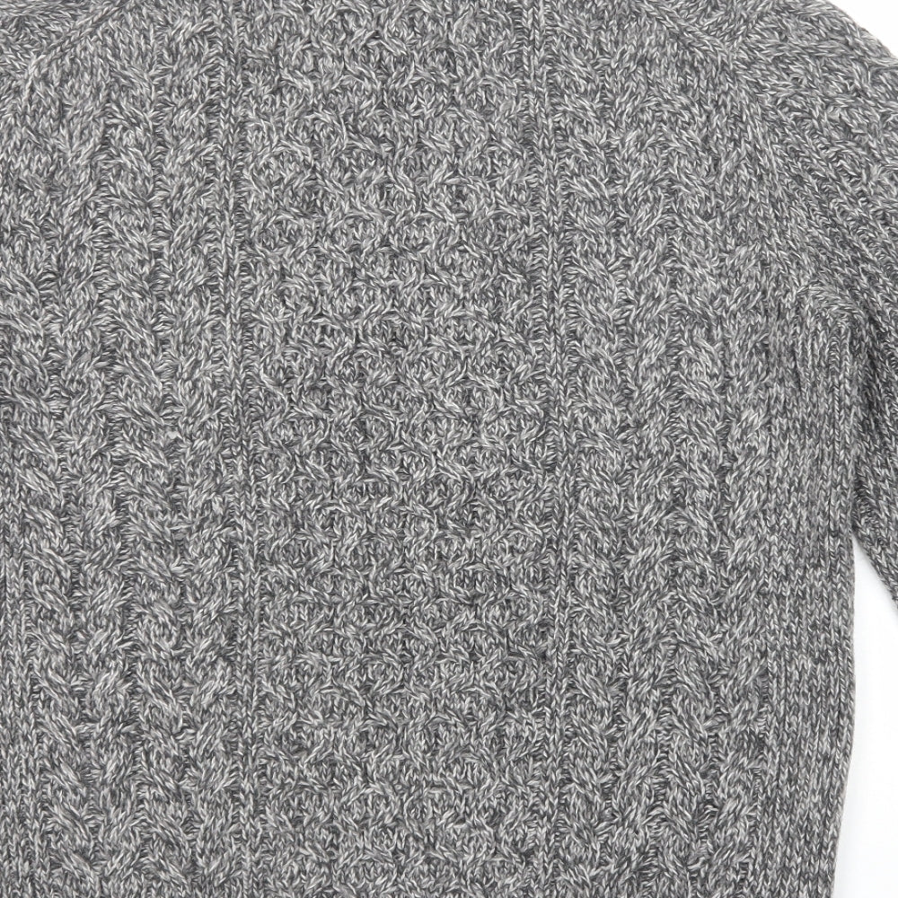 Gap Mens Grey V-Neck Acrylic Pullover Jumper Size L Long Sleeve
