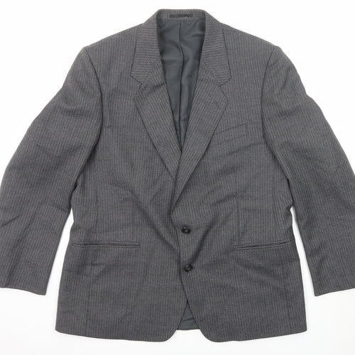 C&A Mens Grey Striped Polyester Jacket Suit Jacket Size 44 Regular