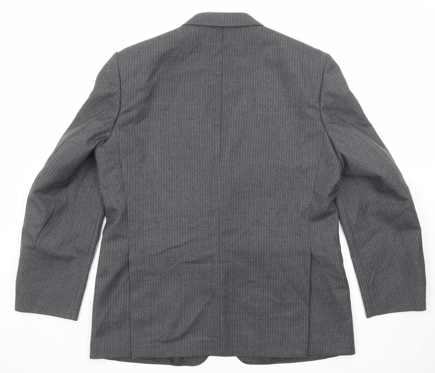 C&A Mens Grey Striped Polyester Jacket Suit Jacket Size 44 Regular