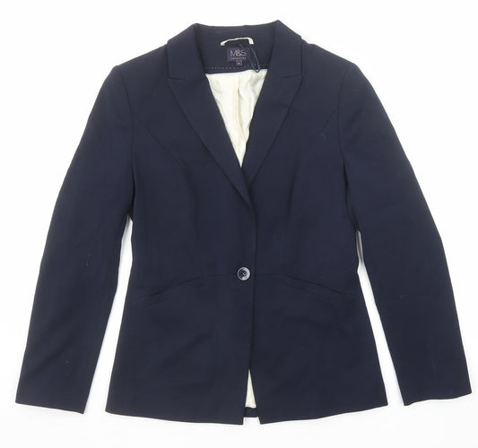 Marks and Spencer Womens Blue Polyester Jacket Suit Jacket Size 10
