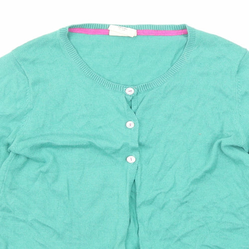 Mini Boden Girls Green Scoop Neck Cotton Cardigan Jumper Size 11-12 Years Pullover