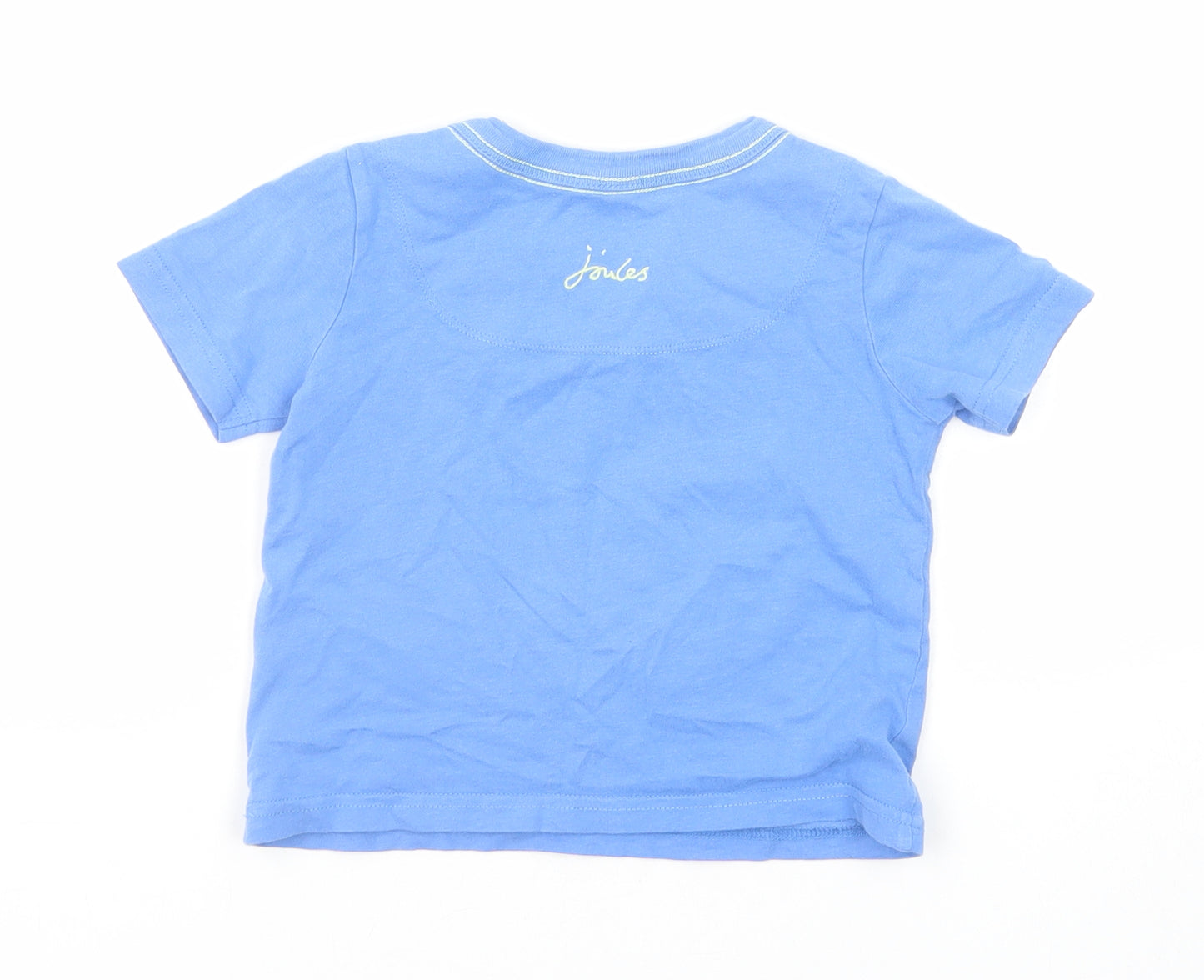 Joules Boys Blue Cotton Basic T-Shirt Size 2 Years Round Neck Pullover - Crabs