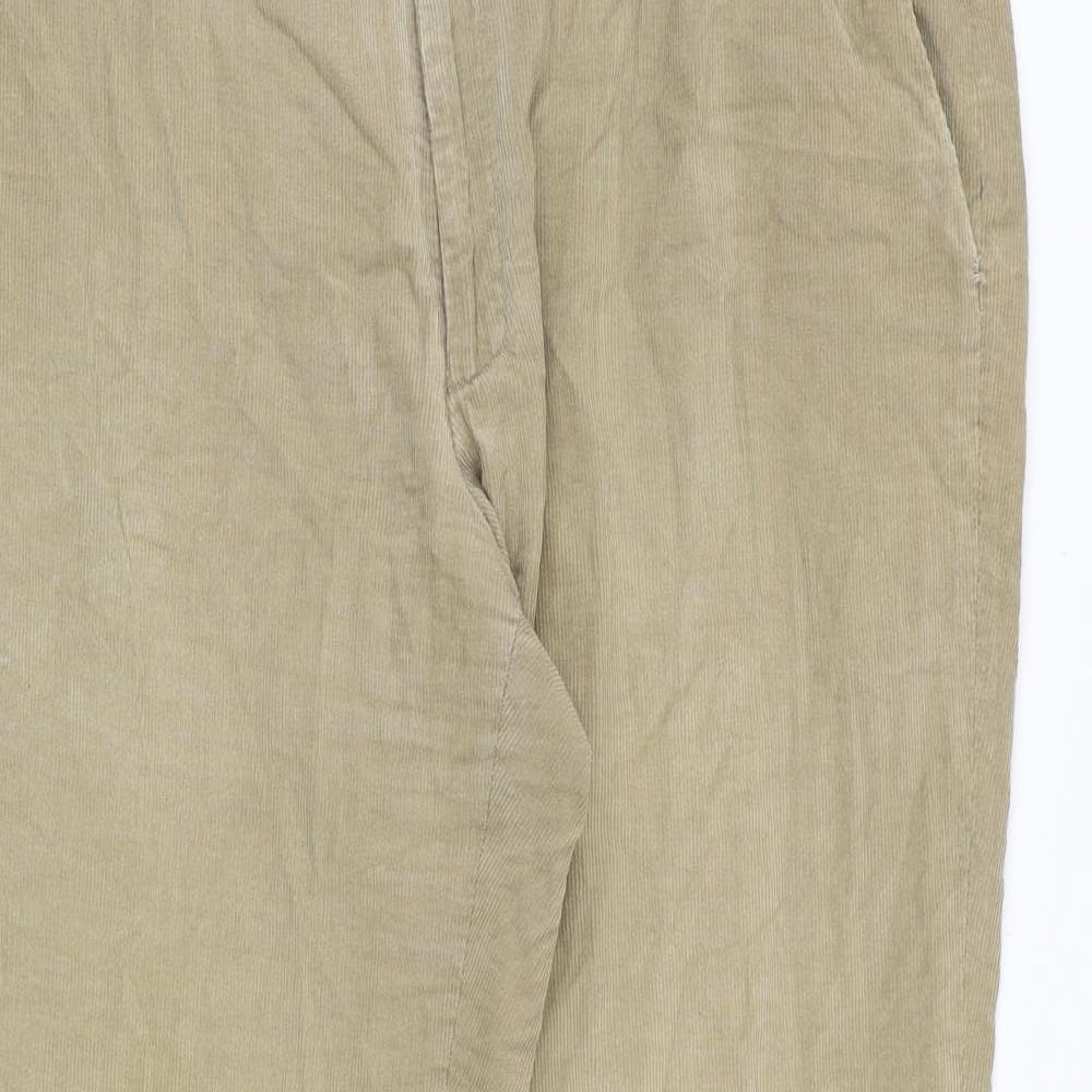 Marks and Spencer Mens Beige Cotton Trousers Size 38 in Regular Zip