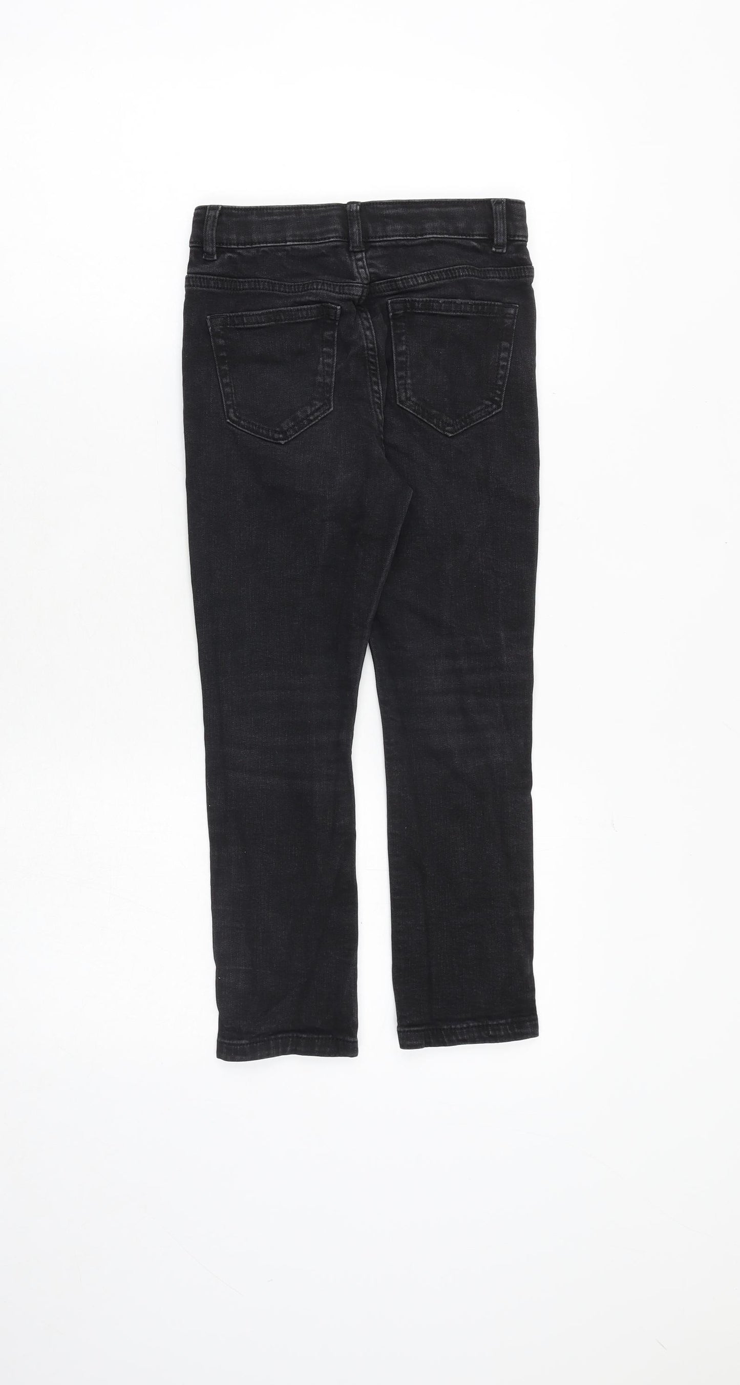 Marks and Spencer Boys Black Cotton Skinny Jeans Size 7-8 Years Regular Zip