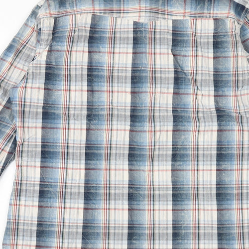 River Island Mens Multicoloured Plaid Cotton Button-Up Size M Collared Snap