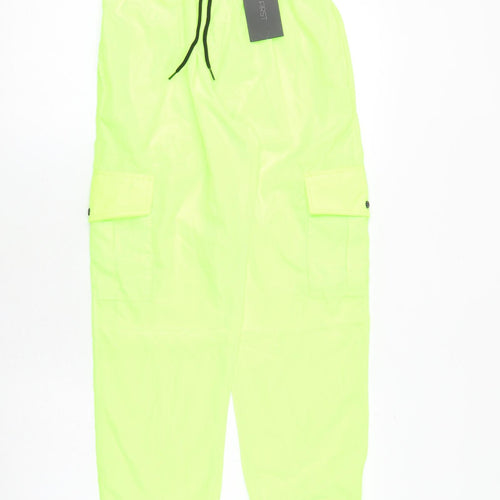 I SAW IT FIRST Womens Green Polyester Cargo Trousers Size 8 Regular Drawstring - Neon