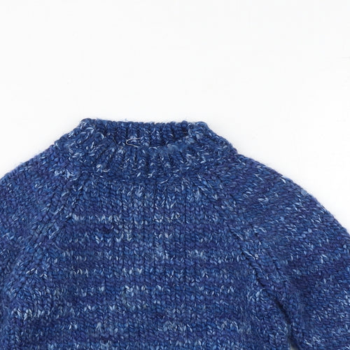 Zara Boys Blue Mock Neck Geometric Acrylic Pullover Jumper Size 2-3 Years Pullover
