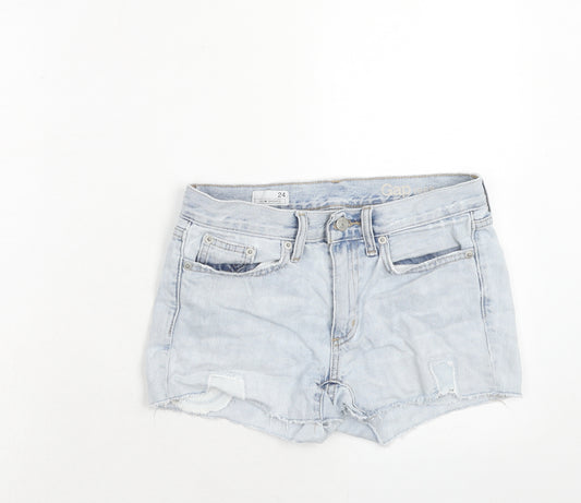 Gap Womens Blue Cotton Cut-Off Shorts Size 24 in Regular Zip