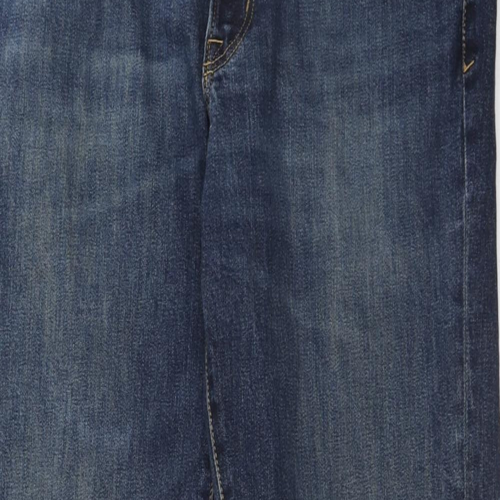 Landsend Mens Blue Cotton Straight Jeans Size 35 in Regular Zip