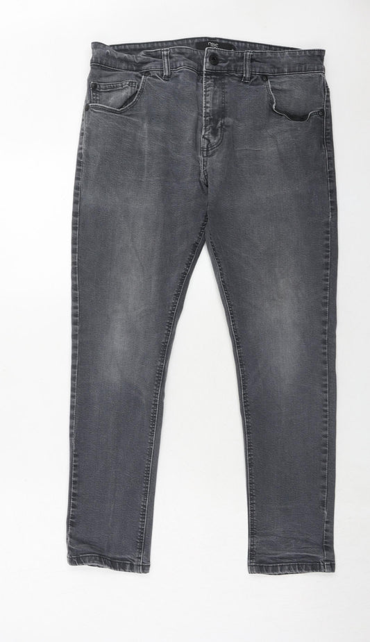 NEXT Mens Grey Cotton Skinny Jeans Size 34 in L29 in Regular Zip
