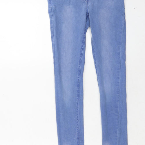 NEXT Girls Blue Cotton Skinny Jeans Size 10 Years Regular Zip