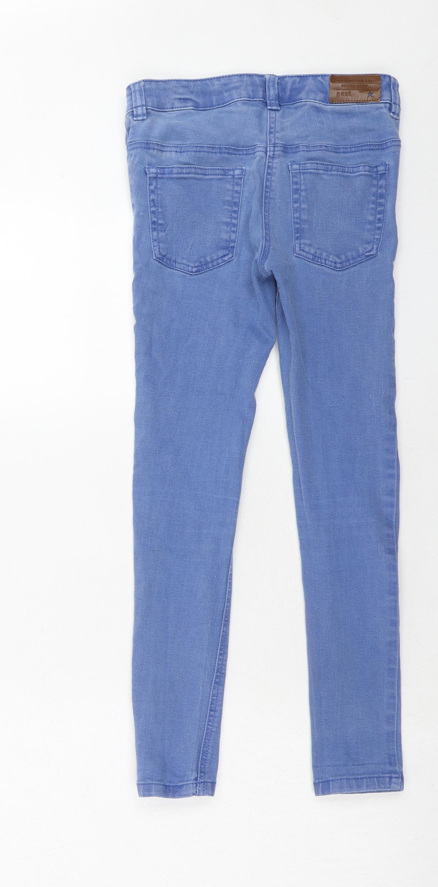 NEXT Girls Blue Cotton Skinny Jeans Size 10 Years Regular Zip
