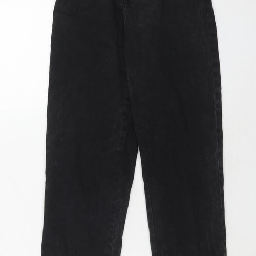 H&M Girls Black Cotton Straight Jeans Size 12-13 Years Regular Zip
