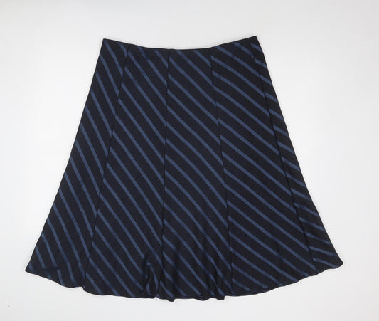 Marks and Spencer Womens Blue Striped Polyester Swing Skirt Size 18