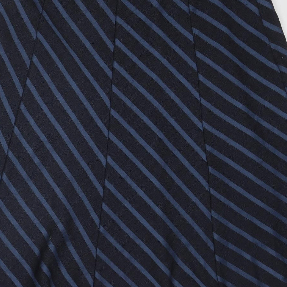 Marks and Spencer Womens Blue Striped Polyester Swing Skirt Size 18