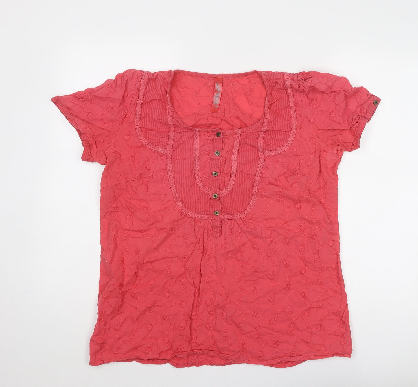 Arcadia Womens Pink Cotton Basic Blouse Size 20 Round Neck