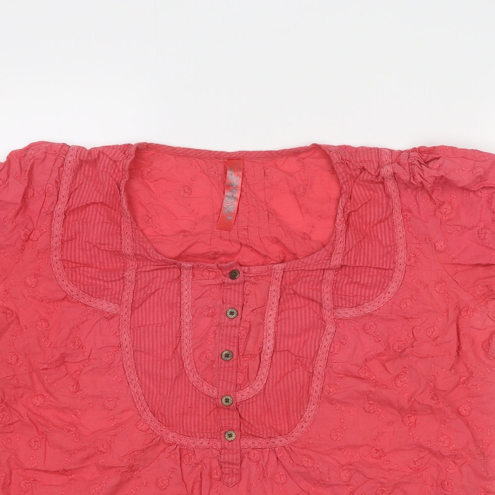 Arcadia Womens Pink Cotton Basic Blouse Size 20 Round Neck