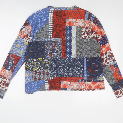 Zara Womens Multicoloured Geometric Cotton Basic T-Shirt Size S Round Neck