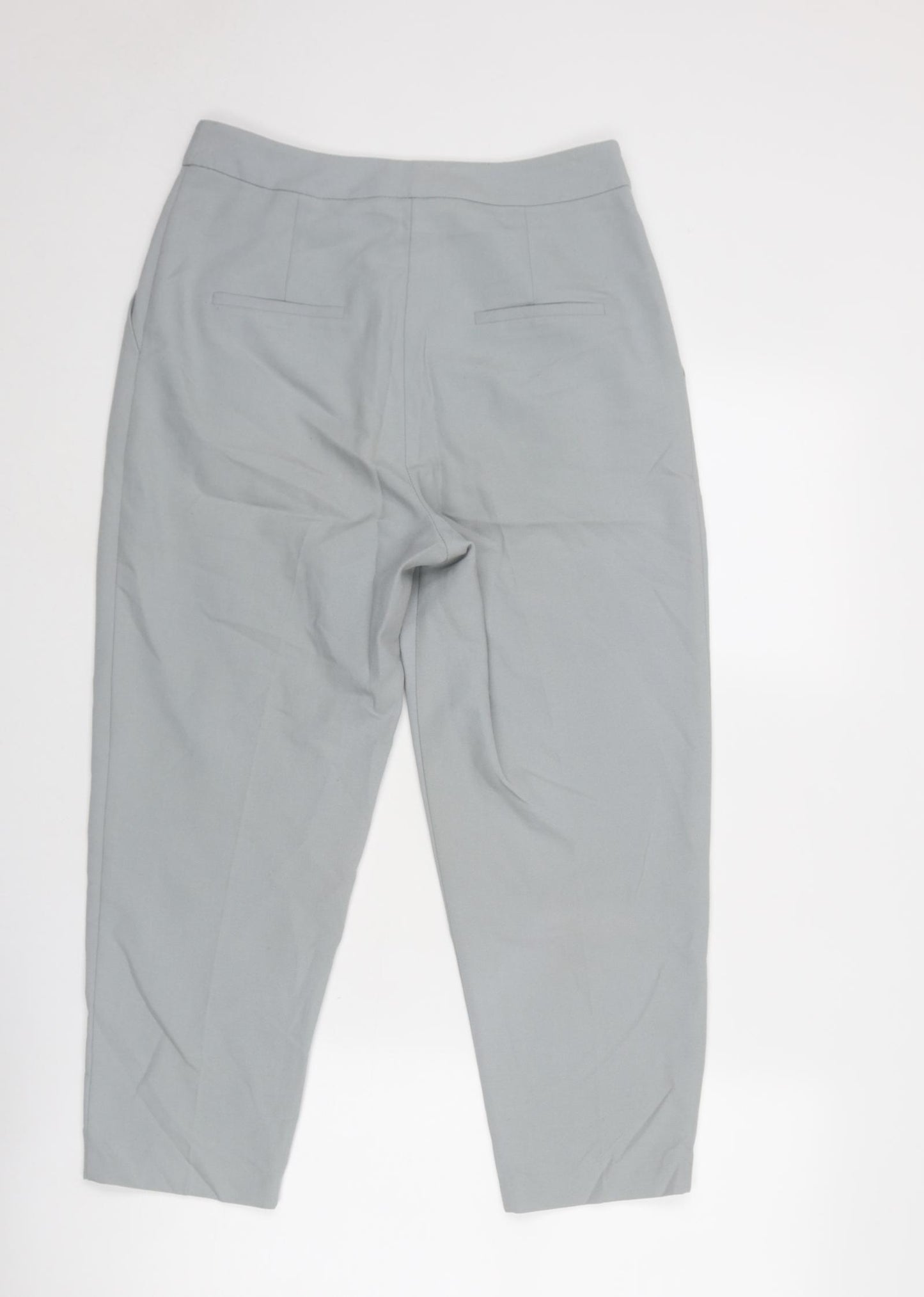 Topshop Womens Grey Polyester Chino Trousers Size 10 Regular Zip