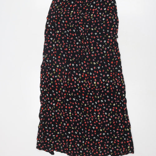 River Island Womens Black Floral Viscose Maxi Skirt Size 6