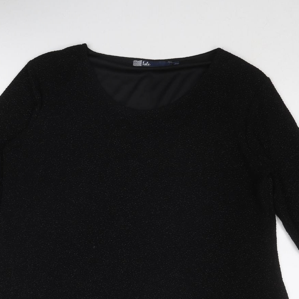 EWM Womens Black Polyester Tunic T-Shirt Size 12 Round Neck - Size 12-14