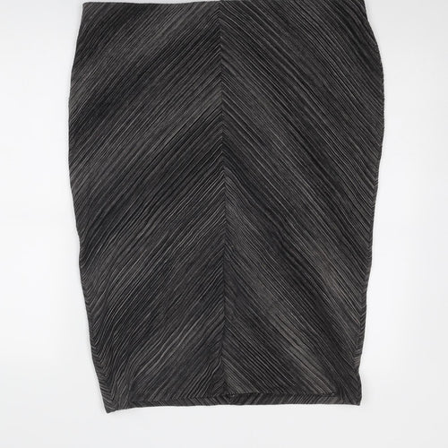 Marks and Spencer Womens Black Geometric Viscose Straight & Pencil Skirt Size 18