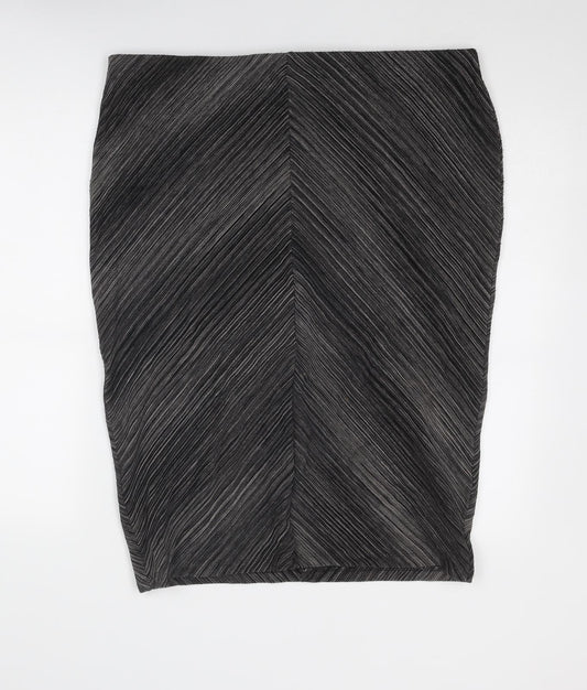 Marks and Spencer Womens Black Geometric Viscose Straight & Pencil Skirt Size 18