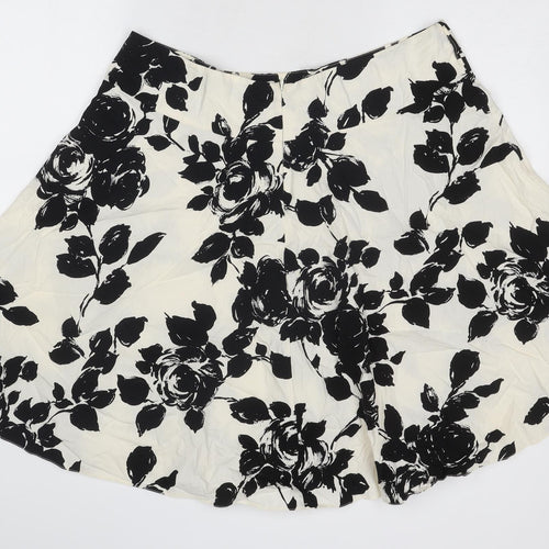 Dorothy Perkins Womens Ivory Floral Cotton Swing Skirt Size 18 Zip