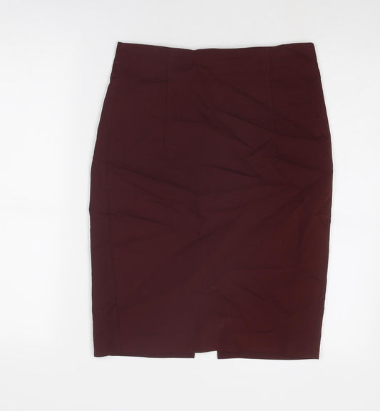 Zara Womens Red Polyester Straight & Pencil Skirt Size M Zip