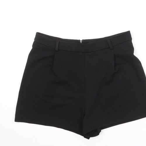 New Look Womens Black Polyester Basic Shorts Size 14 Regular Zip
