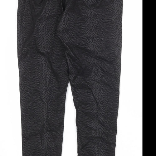 Marks and Spencer Womens Black Viscose Trousers Size 16 Regular - Croc Texture